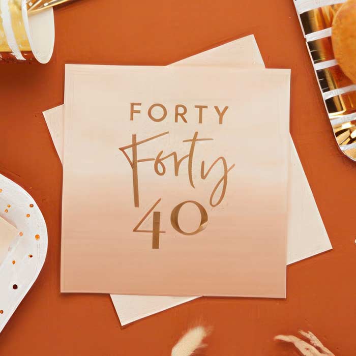 Gold and Nude Blush 40th Birthday Party Supplies | Party Save Smile