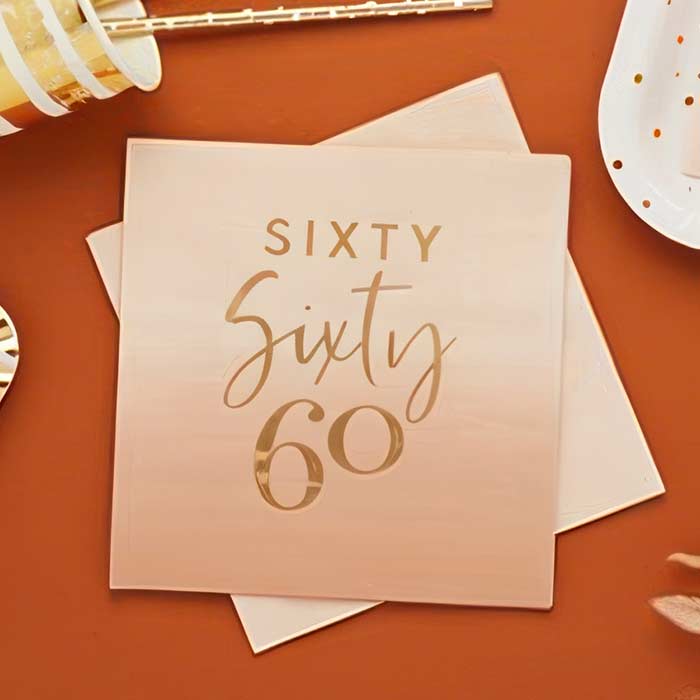Gold and Nude Blush 60th Birthday Party Supplies | Party Save Smile