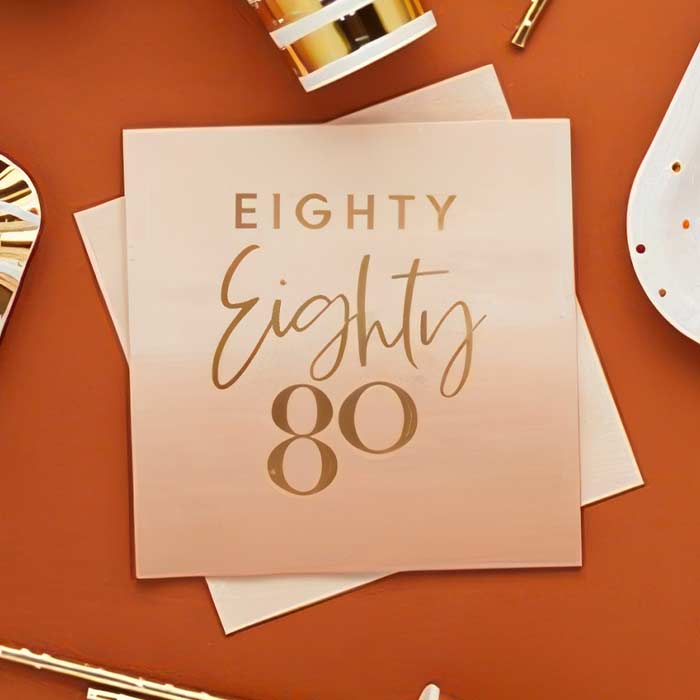 Gold and Nude Blush 80th Birthday Party Supplies | Party Save Smile