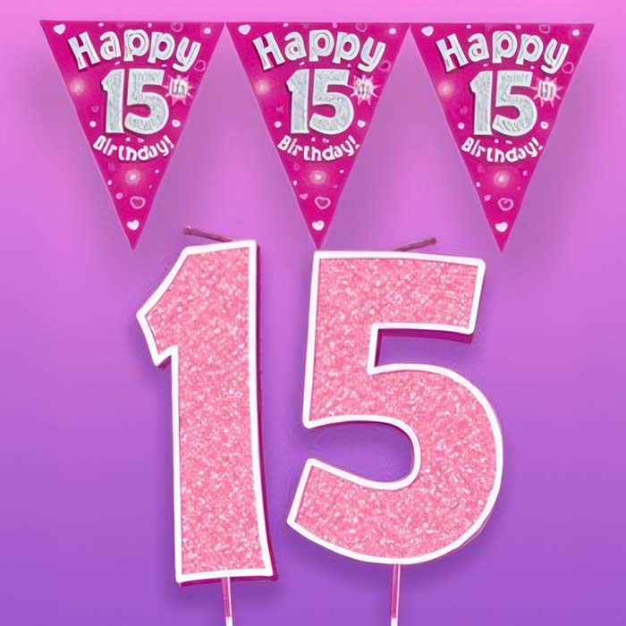 Happy 15th Birthday Girl Pink Party Supplies | Party Save Smile