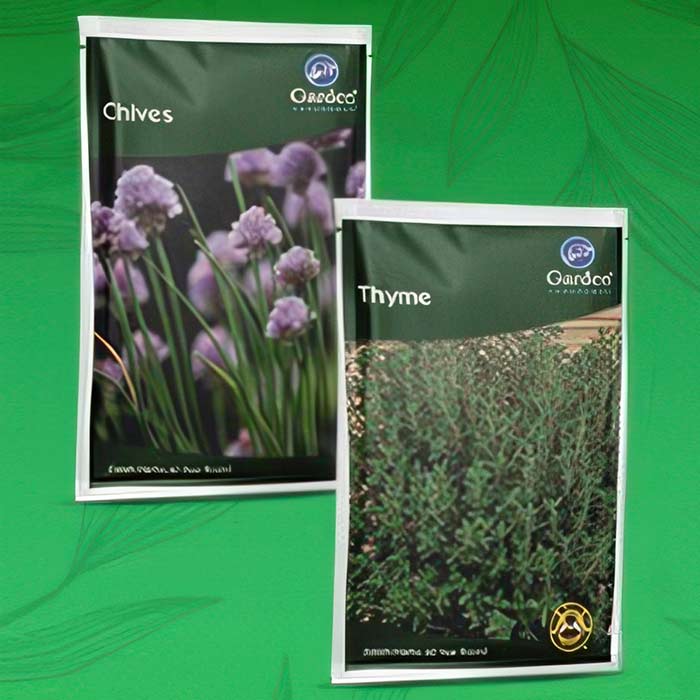 Collection of Herb Seeds featuring Chives and Thyme seed packets for home gardening