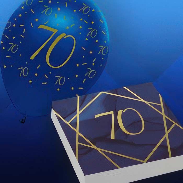 Navy Blue & Gold Geode 70th Birthday Party Supplies | Balloon | Decoration | Packs