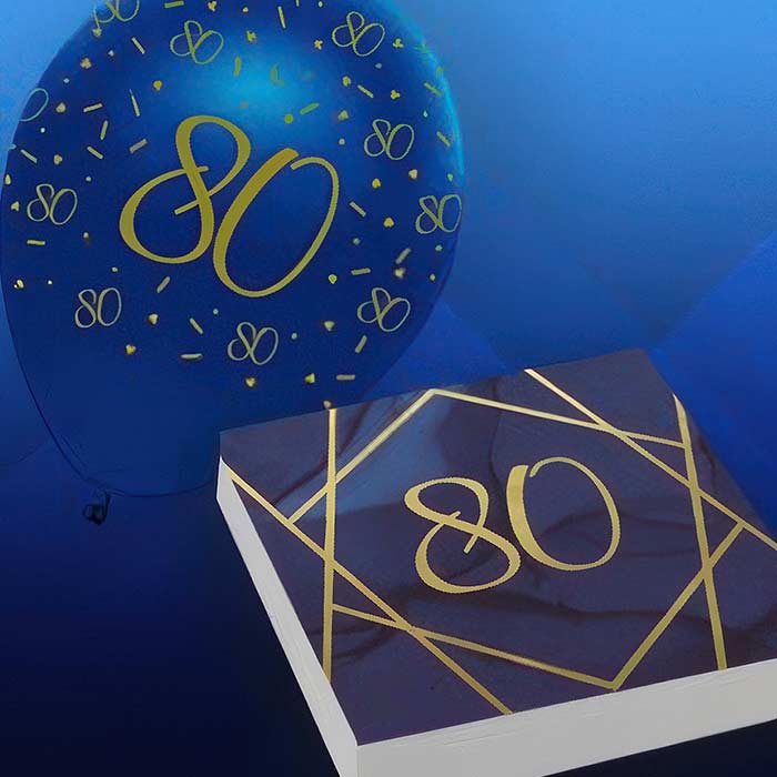 Navy Blue & Gold Geode 80th Birthday Party Supplies | Balloon | Decoration | Packs