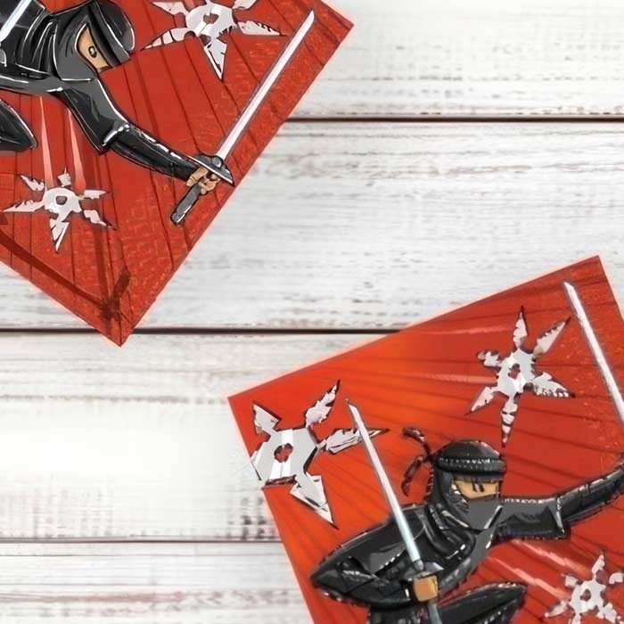 Ninja Birthday Party Supplies featuring action-packed designs with ninjas and throwing stars