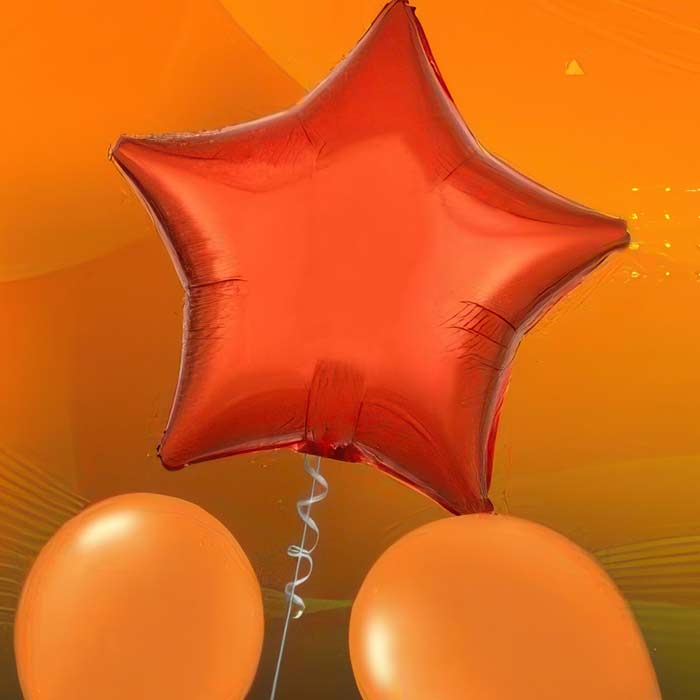 Vibrant Orange Balloons and star balloon perfect for Halloween parties and festive celebrations