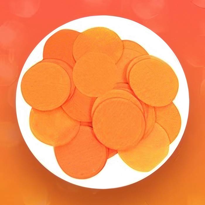 Vibrant orange confetti perfect for autumn events, tropical parties, and Halloween celebrations