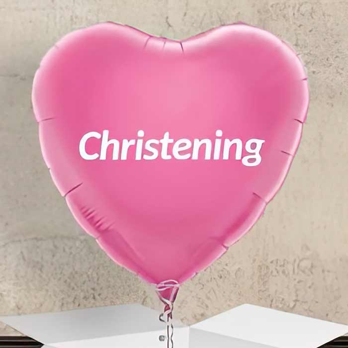 Heart-shaped Personalised Christening Foil Balloons in Pink Perfect for Celebrations