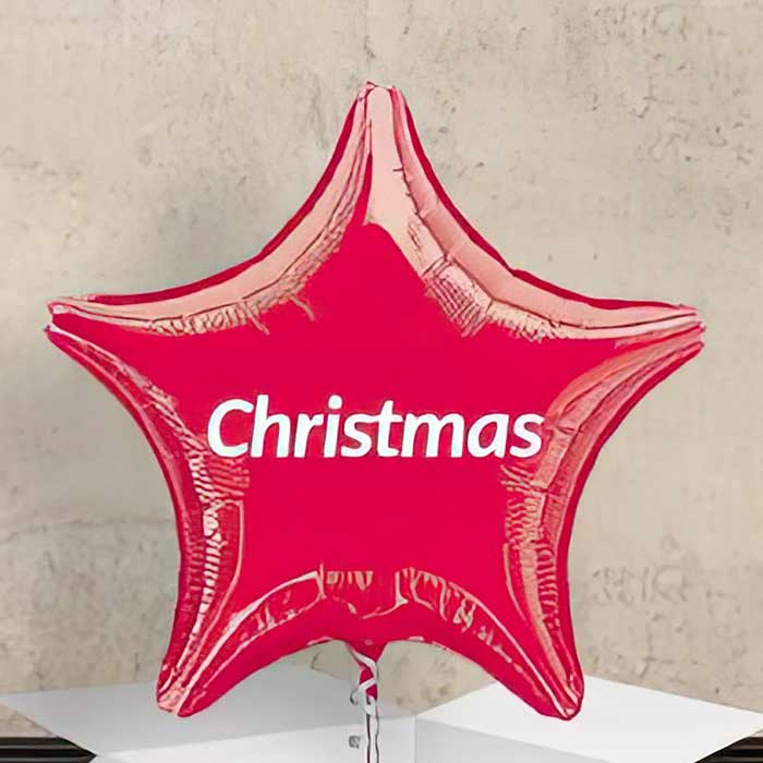 Personalised Christmas Foil Balloons in a festive star shape, perfect for holiday celebrations
