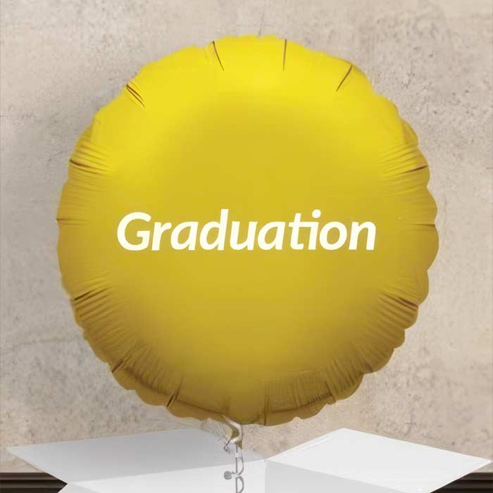Personalised Graduation Foil Balloons in Gold, perfect for celebrating graduation events and milestones