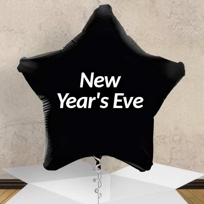 Personalised New Years Foil Balloons for festive celebrations with a star design