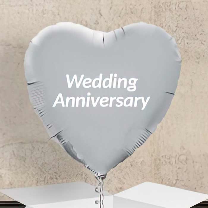 Silver Heart Shaped Personalised Wedding Anniversary Foil Balloons for Celebrating Special Moments
