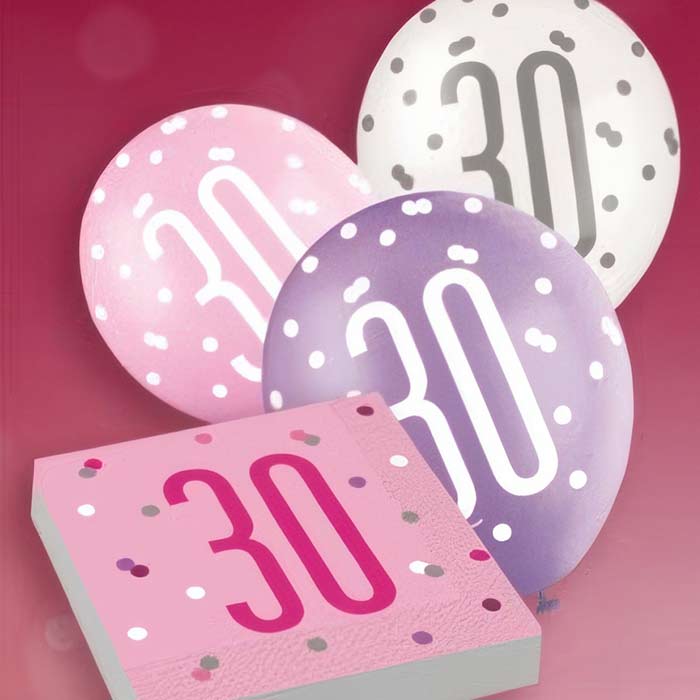 Pink Glitz 30th Birthday Party Supplies | Balloon | Decoration | Pack