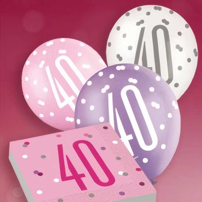 Pink Glitz 40th Birthday Party Supplies | Balloon | Decoration | Pack