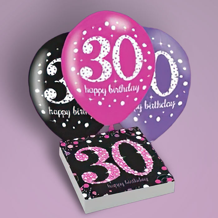 Pink and Black 30th Birthday Decorations | Party Save Smile