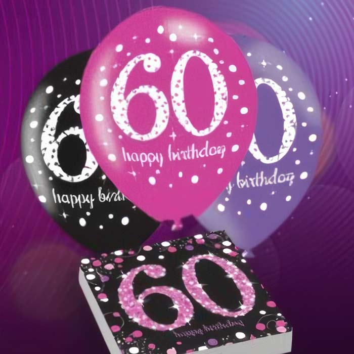 Pink and Black 60th Birthday Decorations | Party Save Smile