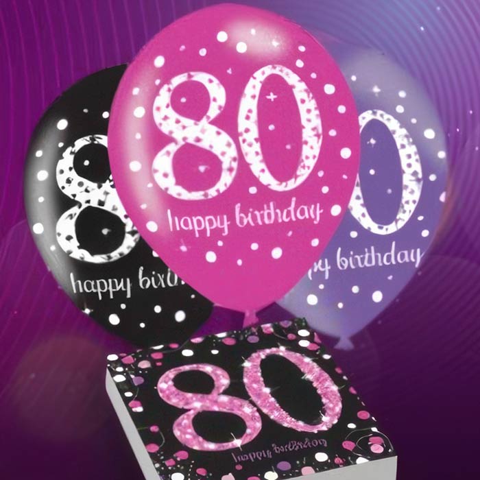 Pink and Black 80th Birthday Decorations | Party Save Smile