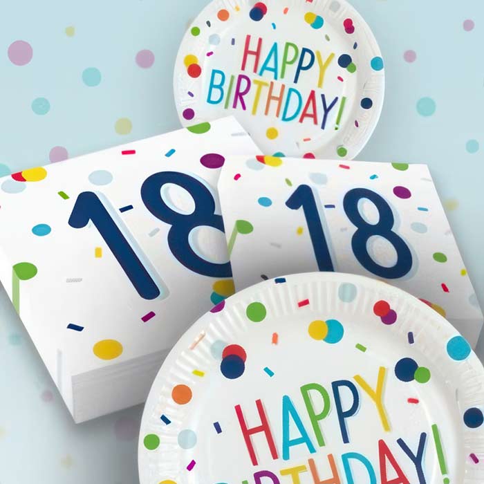 Rainbow Colourful Confetti 18th Birthday Party Decorations and Party Supplies