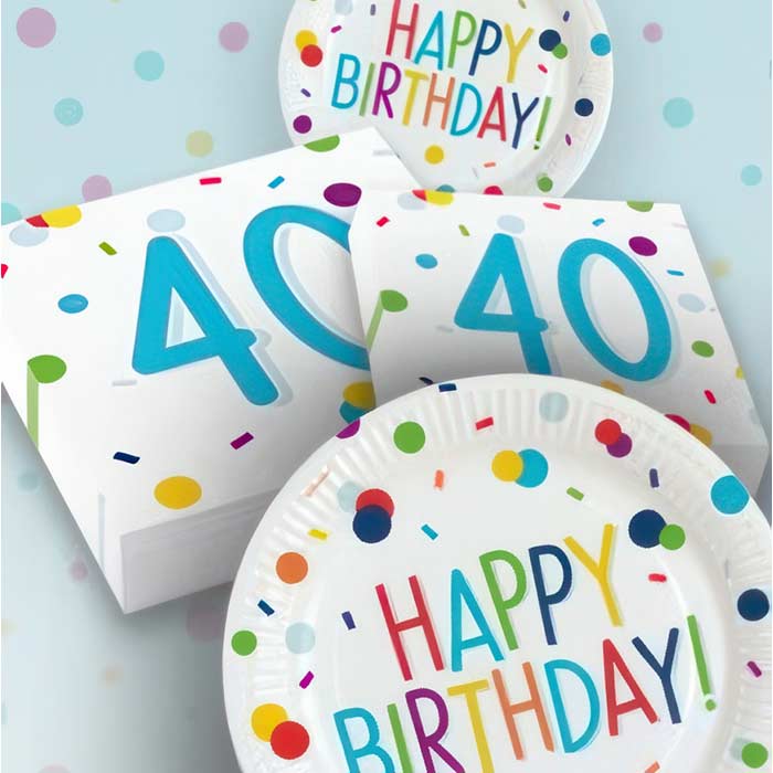 Rainbow Colourful Confetti 40th Birthday Party Decorations and Party Supplies