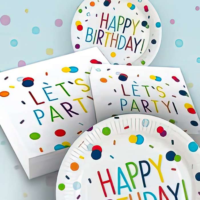 Rainbow Colourful Confetti Happy Birthday Party Decorations and Party Supplies