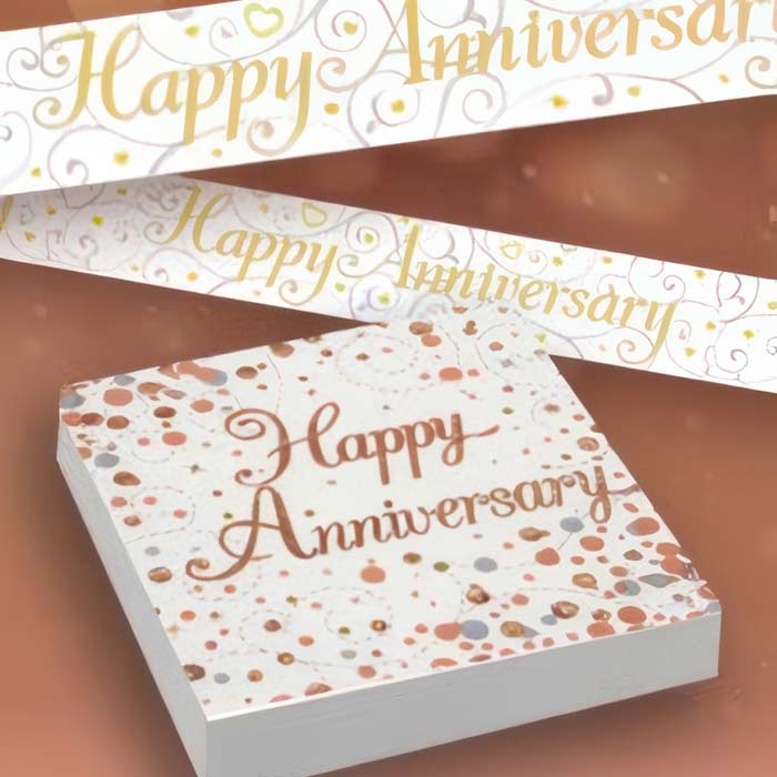 Rose Gold Anniversary Balloons and Decorations