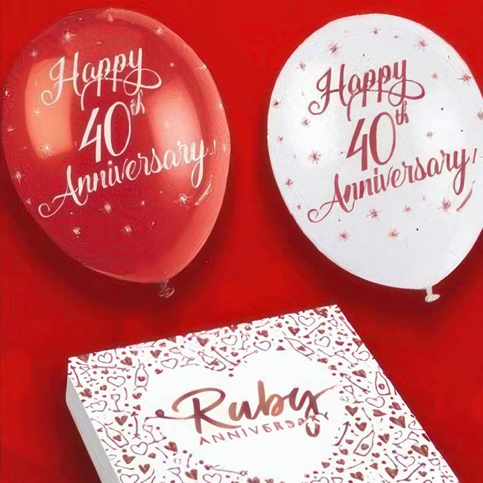 40th Anniversary Tableware | Ruby Wedding Anniversary Tableware | Party Save Smile