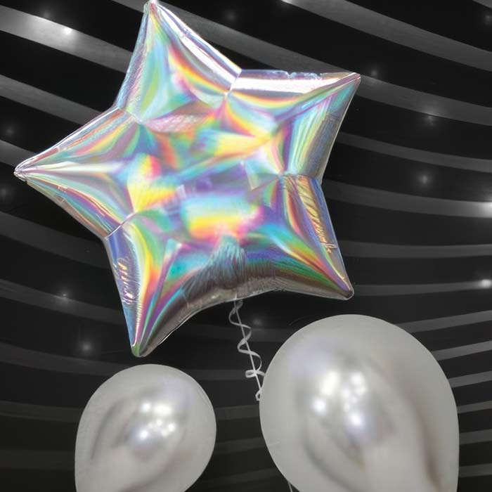 Assorted Silver Balloons including shiny silver star and latex balloons for festive celebrations
