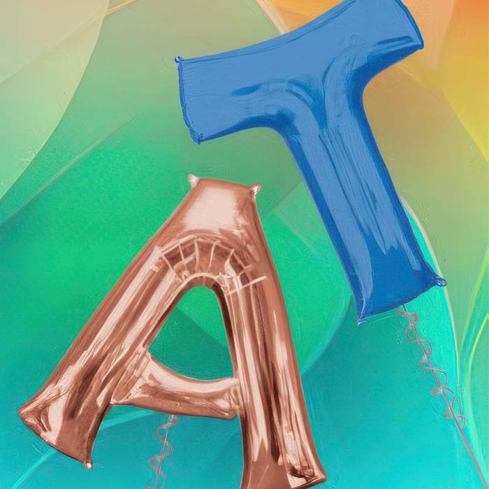 Colorful Small Letter Balloons in blue and bronze, perfect for personalizing celebrations and events