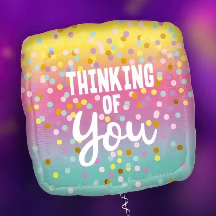 Colourful Thinking of You Balloons with fun dots design to convey heartfelt sentiments and love.