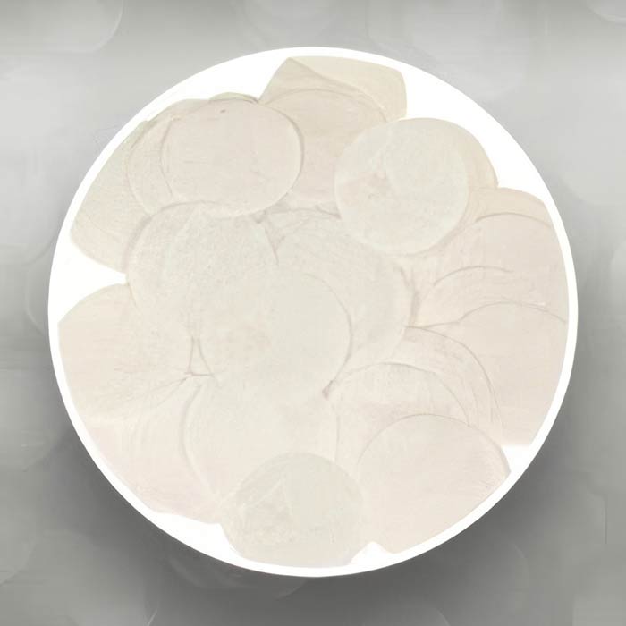 White Confetti in a circular arrangement, perfect for adding elegance to events and enhancing decorations