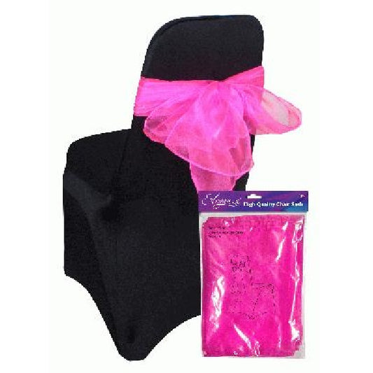 Hot Pink Eleganza Sheer Wedding Function Chair Sash | Party Save Smile