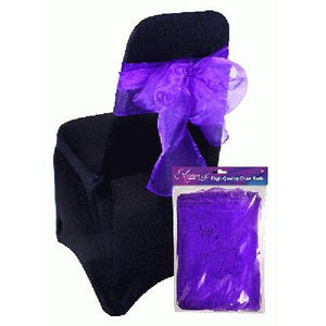 Purple Eleganza Sheer Wedding Function Chair Sash