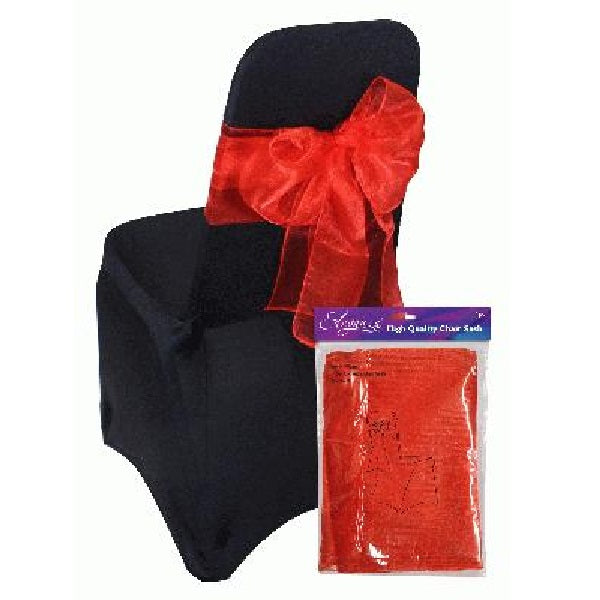 Red Eleganza Sheer Wedding Function Chair Sash | Party Save Smile