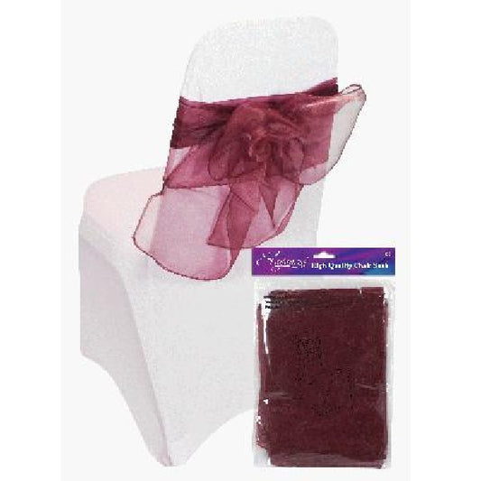 Burgundy Eleganza Sheer Wedding Function Chair Sash | Party Save Smile