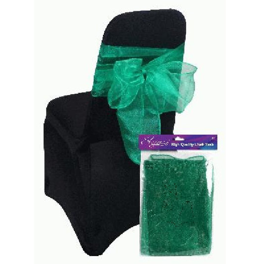 Dark Green Eleganza Sheer Wedding Function Chair Sash | Party Save Smile