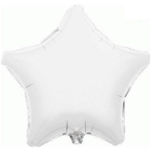 White Plain Coloured Star Foil Balloon 19 inch