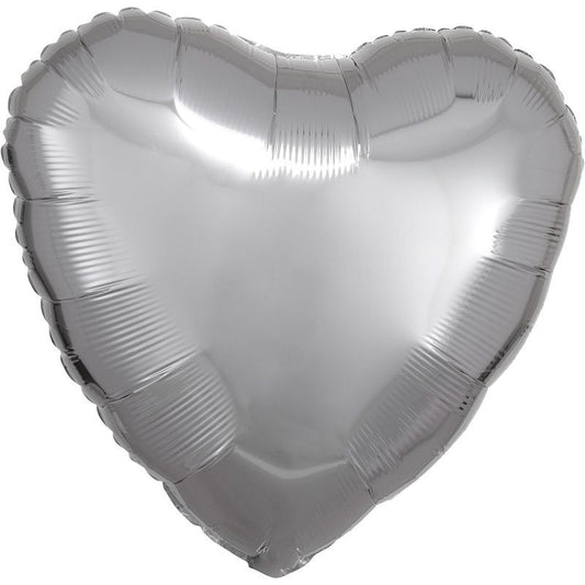 Silver Heart Foil Balloon - Anagram 18 Inches | Party Save Smile