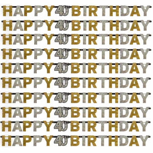 Gold Sparkle 40th Birthday Paper Letter Banner