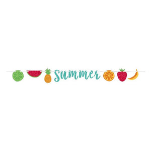 Hawaiian Summer Glitter Ribbon Banner Decoration