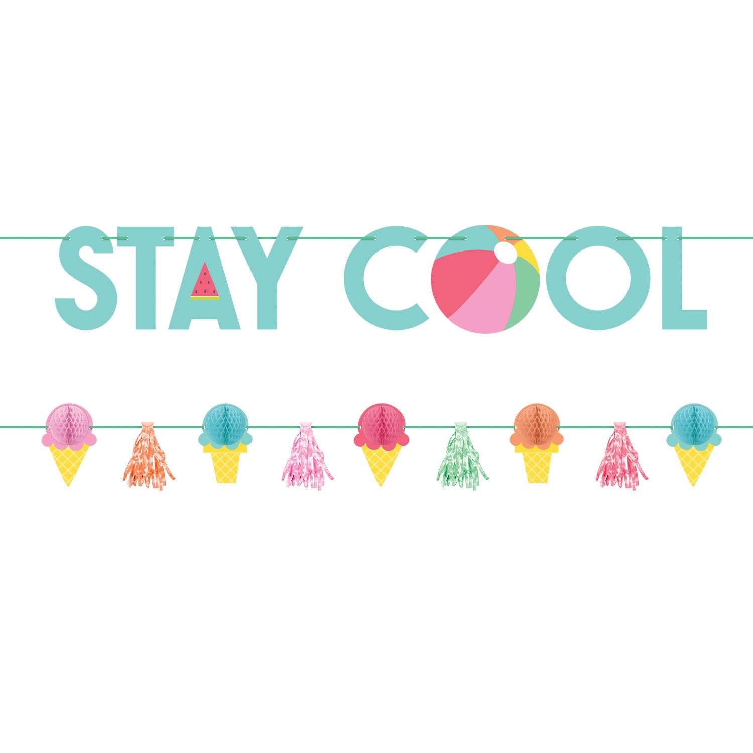 Just Chillin Stay Cool Ice Cream Party Banner 1.8 Metres | Party Save Smile