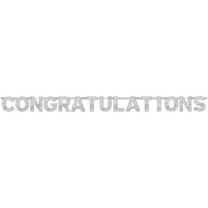 Silver Congratulations Letter Banner 2 Metres