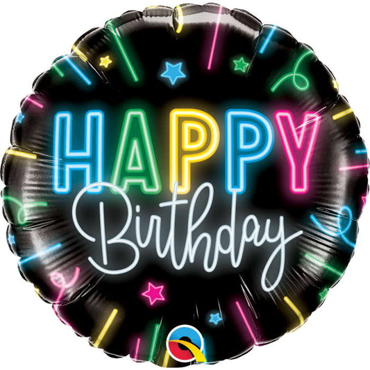 Neon Happy Birthday Foil Balloon 18 Inches | Party Save Smile