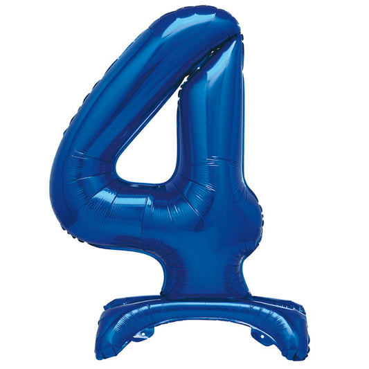 Standing Balloon Blue Air Filled Number 4 | Party Save Smile