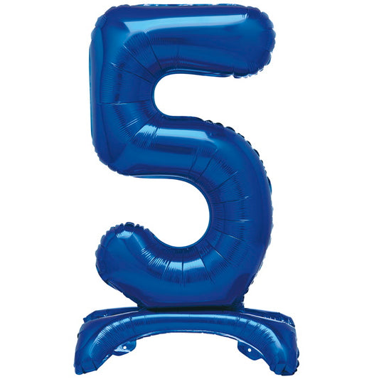 Standing Balloon Blue Air Filled Number 5 | Party Save Smile