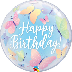 Butterflies Happy Birthday Bubble Party Balloon 22 inch