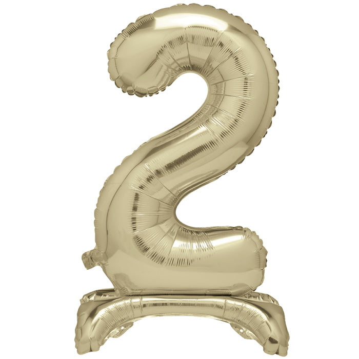Gold Standing Balloon Air Filled Number 2 | Party Save Smile