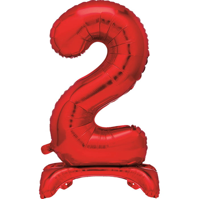 Red Standing Balloon Air Filled Number 2 | Party Save Smile