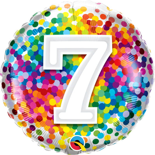 Colourful Confetti 7th Birthday Foil Balloon | Party Save Smile