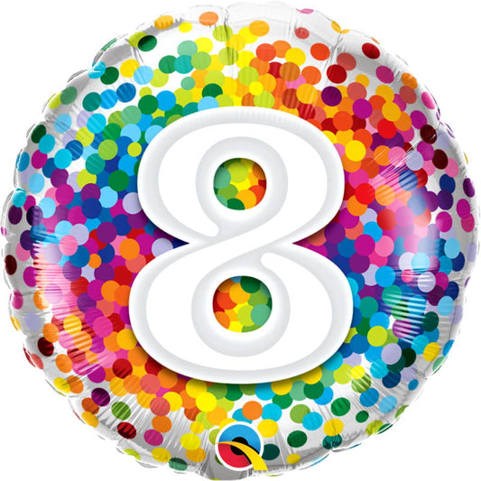 Colourful Confetti 8th Birthday Foil Balloon | Party Save Smile