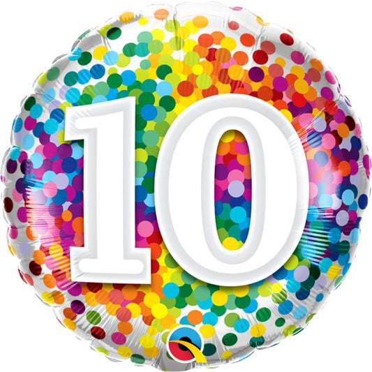 Colourful Confetti 10th Birthday Foil Balloon | Party Save Smile