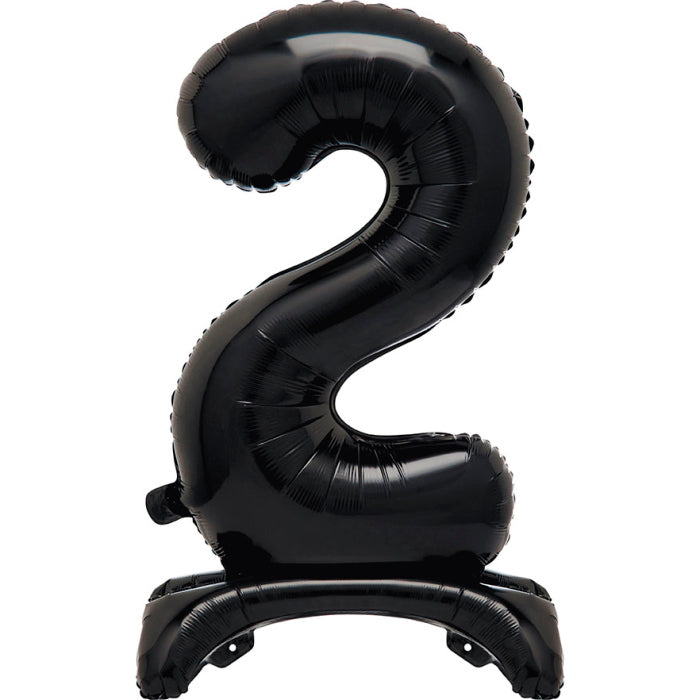 Standing Balloon Black Air Filled Number 2 | Party Save Smile